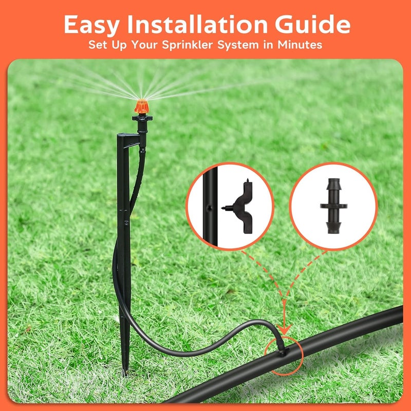 La Farah 360 Degree Irrigation Sprinkler Heads: Micro Sprinkler Nozzle on 12 Inch Stake with 1/4" Tubing - Drip Spray Emitters for Garden Irrigation System (20 Pack) - Image 3